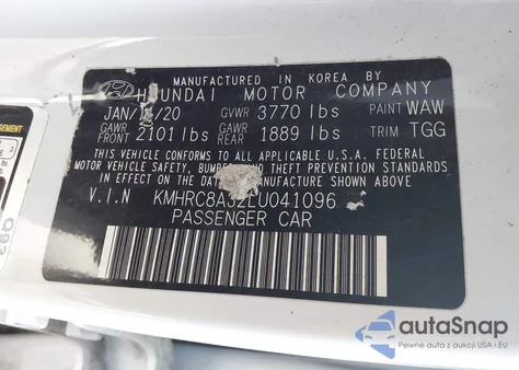 2020 Hyundai Venue Sel из США, поврежденный, VIN KMHRC8A32LU041096